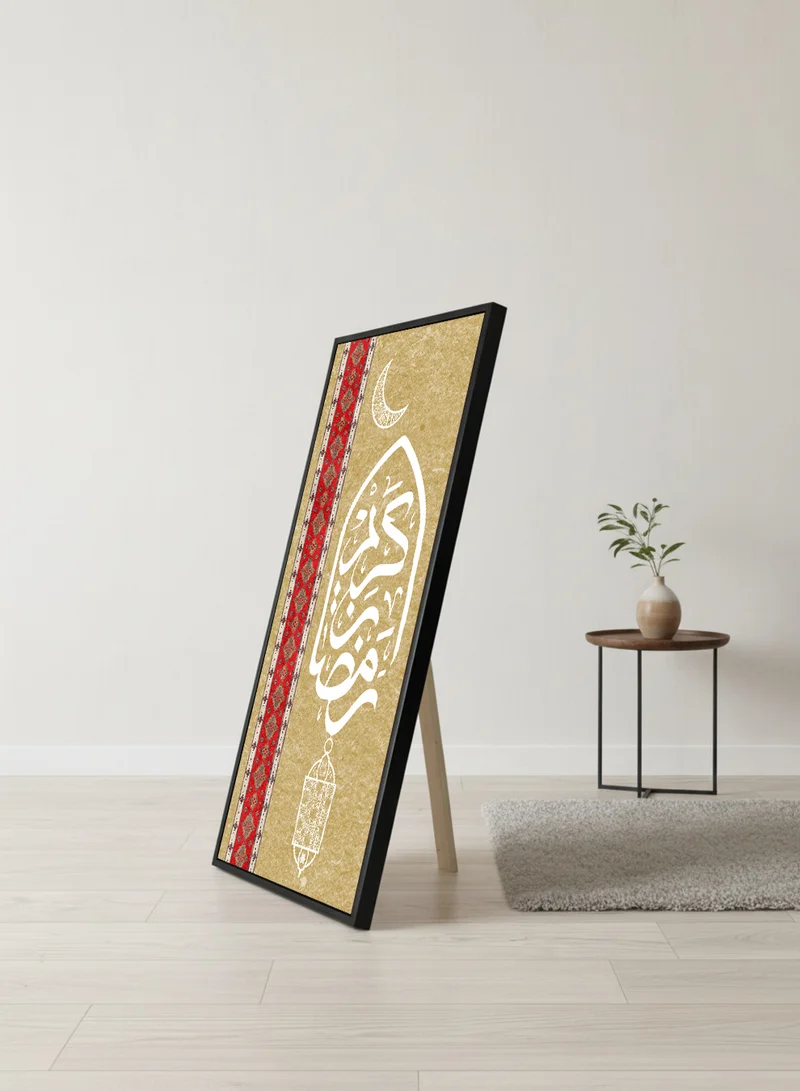 LOWHA Canvas Wall Art on Wooden Frame with Black Floating Frame and Back Stand Featuring Ramadan Kareem Design